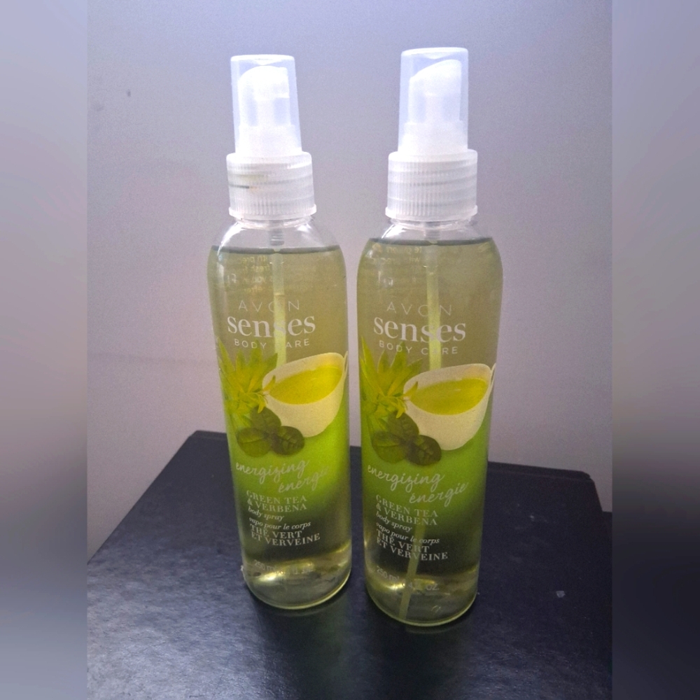 (2) Avon Senses Energizing Green Tea & Verbena Body Sprays